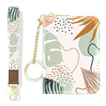 Credit Card Holder, Small RFID Wallet Slim Leather Card Organizer Case - color: B-Leaf, size: Wrist Strap
