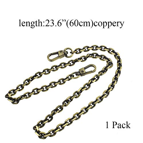 HAHIYO Mini Pochette Purse Chain Strap Thin Wide 6mm for LV Length 23.6 inches Thick 2mm Shiny Bronze for Shoulder Cross Body Sling Handbag Wallet Clutch Comfortable Flat Metal Strap 1 Pack - size: Bronze 23.6 Inches Length