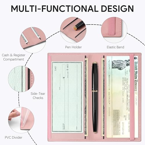 Tipmile Checkbook Covers for Personal Checkbook, PU Leather Checkbook Holder for Women and Men with Elastic Band, Effortless Sophistication - color: G Be Still