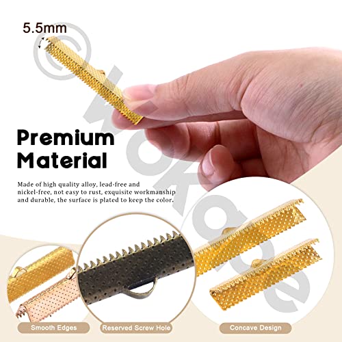 301Pcs 5 Colors 3 Sizes 30mm 40mm 50mm Ribbon Ends Crimp Ends Clamps with Needle Nose Pliers Set, Findings Cord Ends Fasteners Clasp Leather Crimp Ends for Jewelry DIY Craft Making