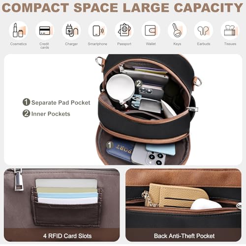 SYTRAH Small Backpack Purse for Women, Mini Daypack Cute for Travel Brown - color: Black Brown