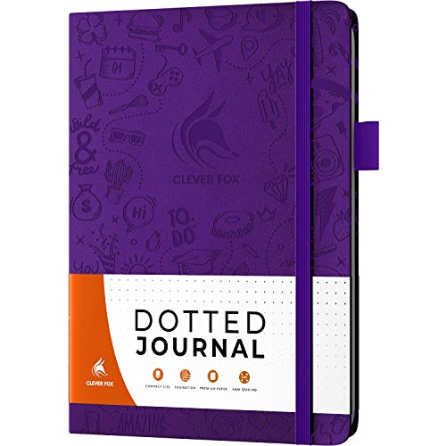 Clever Fox Dotted Journal, Blank A5 Notebook, Project Planner, Purple - color: Purple