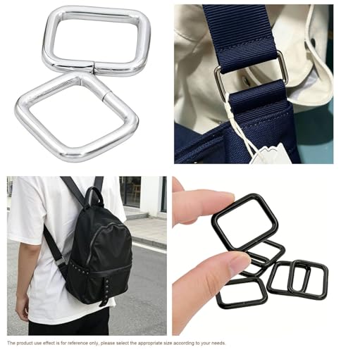 Metal Rectangle Ring Buckles Square Strap Webbing Belt Rings Non Welded 1.5" x 0.8" - color: Gunmetal X 16 Pcs