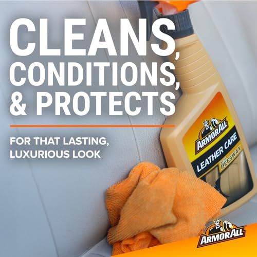 Armor All Car Leather Cleaner Spray with Beeswax, 16 Fl Oz | Cleans, Conditions, Protects, Beeswax Leather Care Spray for Cars, Trucks, Motorcycles, Furniture, Shoes - size: 16 Fl Oz (Pack of 1), style: Leather Cleaner with Beeswax