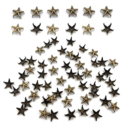Honigo 90pcs Star-Shaped Studs Rivets Mixed Color Metal Solid Brass 10mm 5 Prongs Spikes Spots for Leather Craft Clothes Belt Bag Shoes Decorations Totes DIY Craft Gun Silver Bronze - color: Gun Silver Bronze, size: Gun Silver Bronze 10MM