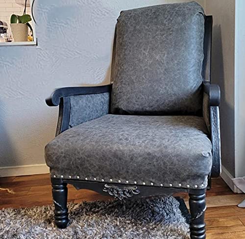 NAT Leathers Gray Distressed Vintage Vegan Faux Leather Fabric Sheet Synthetic Pleather 0.9 mm 1/2 Yard 18 x 54 inch Soft Smooth Upholstery Half Yard (18" x 54") (Grey Distressed) - color: Grey Distressed