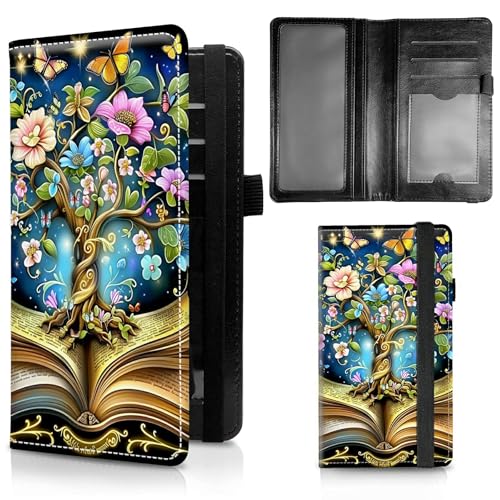 Check Book Cover for Personal Checkbook, Leather Business Checkbooks Plastic Insert Flap Card Holder Pen Hoop Holder with RFID Blocking Slim Wallet for Duplicate Checks Women Men, Book Tree - color: Book Tree
