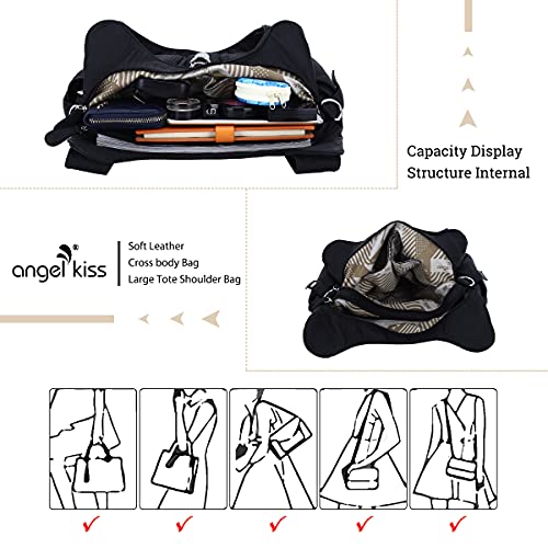 Angelkiss Hobo Purses and handbags for Women Satchel Handbag Women Purses Large Daily Shoulder Bags - color: Black