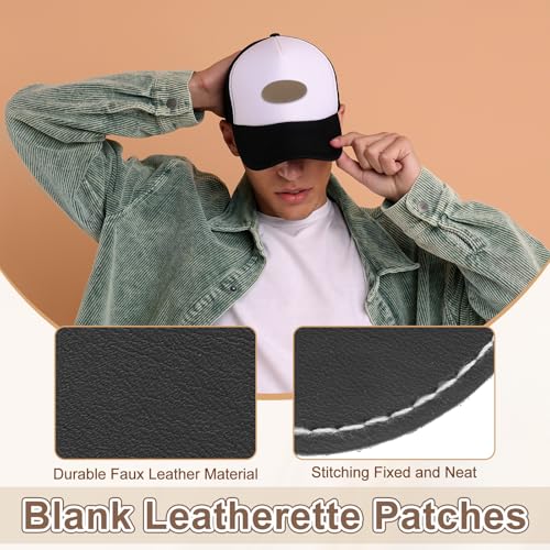 MECCANIXITY Blank Leatherette Patches, 2.5 Inch Round Faux Leather Hats Patches with Adhesive Iron-on Heat Press Laserable Rustic for Hats DIY Fabric Repair Sew(Black, Pack of 25) - color: Black