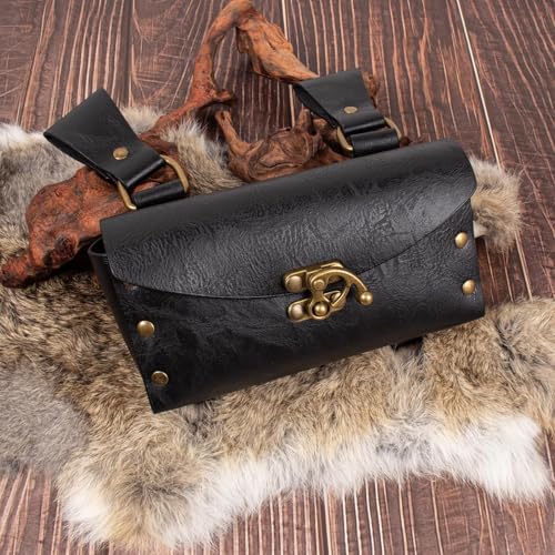 Renaissance Belt Pouch Purse Viking Bracer Hook Halloween Set Medieval Festival Costume Accessory Casual Fanny Pack Waist Bag - color: K6Black