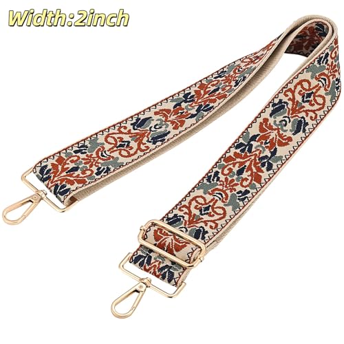 Flower Purse Strap Replacement Embroidery Crossbody Shoulder Strap for Handbag Canvas Purse Extender Accessories - color: Gray Flowers