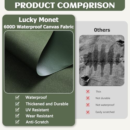 Waterproof Marine Canvas Fabric by The Yard 58" W 600D PVC Backing 5 Yards | 100% Waterproof, Polyester Fabric Upholstery Material, for Outdoor Indoor Marine Awning Tent Boat Furniture Cover, Army Green - color: Army Green, size: Pre Cut - 5 Yards