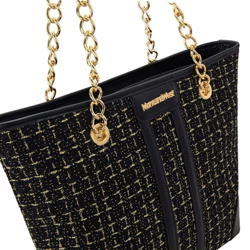 Montana West MEDIUM Tote Bag for Women Quilted Chain Handbags Shoulder Purse - color: A-black