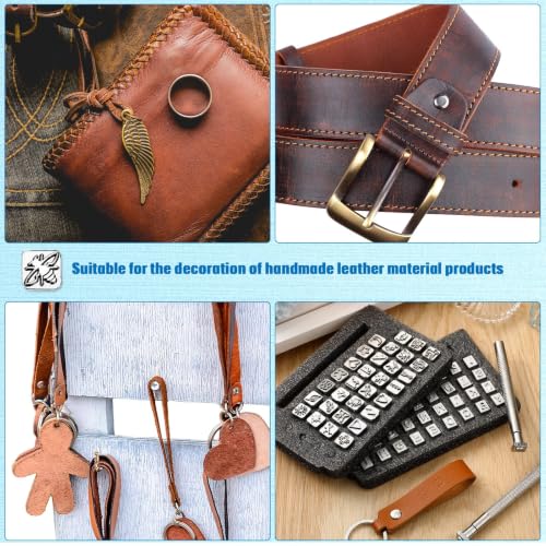 70 Pieces Leather Stamping Tools, Leather Stamping Kit with 2 Pcs Punch Tools, 68 Pcs Metal Letters, Numbers and Professional Capital Letter Pattern Craft Stamps Punch Set Tool