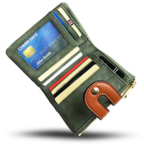 YOTOO Womens Wallets Bifold Leather Small Wallets for Women Mini Rfid Thin(green)