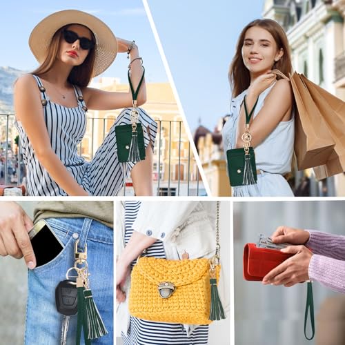 KNGITRYI Small Wristlet Wallets for Women RFID Credit Card Holder Wallet Keychain Wristlet Wallet Credit Card Wallets for Women (Dark Green) - color: Dark Green