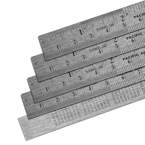 5 Pack | Pacific Arc, 6 Inch Stainless Steel Ruler with Inch/Metric Conversion Table. - style: 5 Pack | 6 in