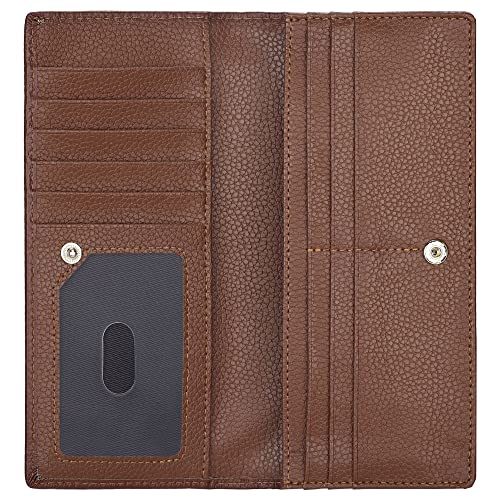 Ultra Slim Thin Leather Women Wallet RFID Blocking Credit Card Holder Bifold Long Ladies Billfold - color: 2- Coffee