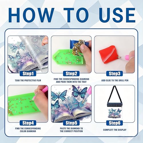 DDGYP Butterfly Diamond Painting Crossbody Bag, Diamond Art Kits for Adults | DIY PU Leather Art Bag, Adult Craft Kits for Women, Portable Handbag as Ideal Gift - color: Butterfly Flower 3