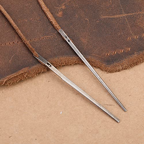4Pcs Leather Lacing Needles Metal Single and Double Hole Leather Rope Woven Needle Sewing Leather Needle Leathercraft Tool for Leather Repairing Weaving Crafts, 2 Styles