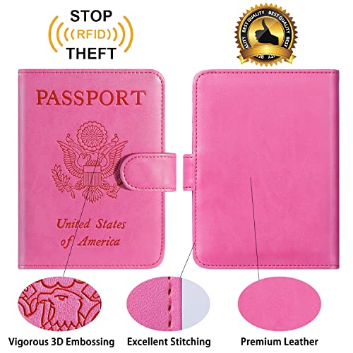 Passport Holder Cover Wallet RFID Blocking, Travel Essentials - color: Pink