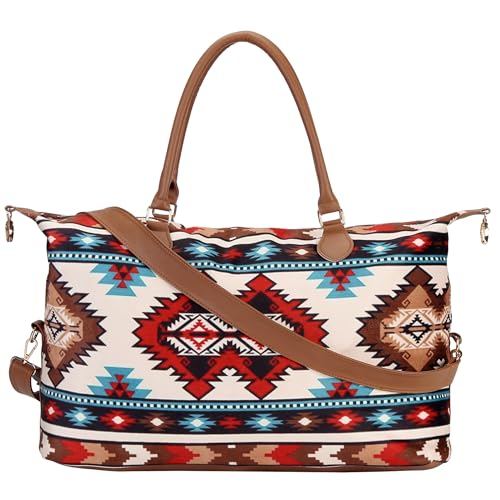 Weekender Bag Duffle Bag For Women Large Travel Tote Bag Overnight Weekend Bags With Shoulder Strap Cow Leopard Atzec… - color: Atzec