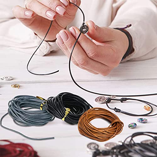 WUTA Cowhide Round Leather String Cords: Genuine Leather String for Jewelry Making Bracelet Necklace Beading Making Lanyards DIY Crafts(Brown, 5.0mm x 5.5 Yards) - size: 5.0mm x 5.5 yards, style: Brown