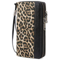 GOIACII Women's Wallet RFID Blocking Leather Wristlet | 2 Zip Around, Large Capacity, Credit Card Holder, Ladies Phone Clutch Purse - color: A18 Leopard Print Black
