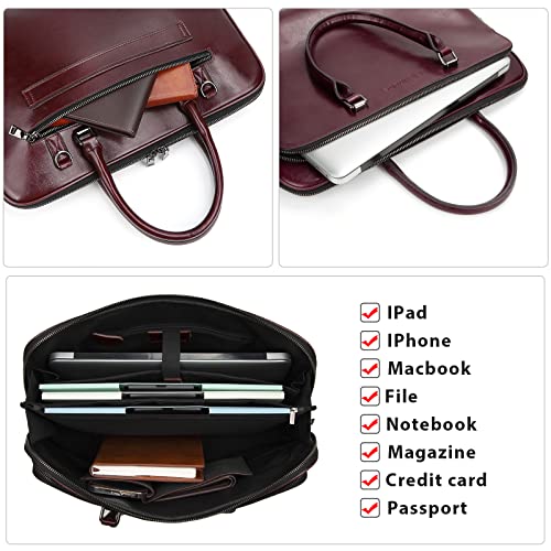 Blofinche Laptop Messenger shoulder bag: Genuine Leather work Briefcase 13.3 15.6 inch designer Satchel handbag - color: Coffee, size: 13.3 inch