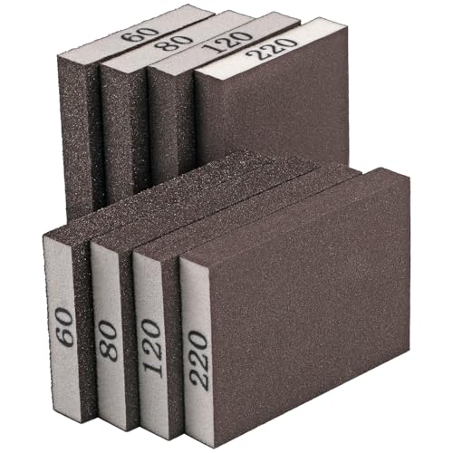 8 Pack Sanding Sponge Block, Wet Dry Sandpaper Sand Paper for Drywall Wood | 60/80/120/220 Grit Assortment, Washable & Reusable for Wall Metal Glasses Furniture Sanding & Polishing - size: 60/80/120/220 Grit