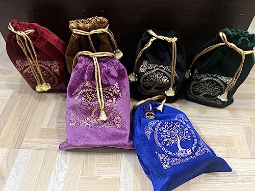 Indian Consigners Soft Velvet Pouch for Tarot, Altar, Rune, Gift, Crystal, jewelry Wrap Bags for Precious, Sacred and Spiritial Items (Green) - color: Green