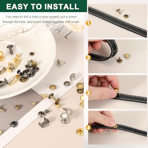 uxcell 100 Sets Double Cap Leather Rivets, 9x12mm Round Cap Metal Studs Rivets for Leather Craft Repair DIY Purse Belts Bags Shoes, Silver - color: Silver, size: 9x12mm