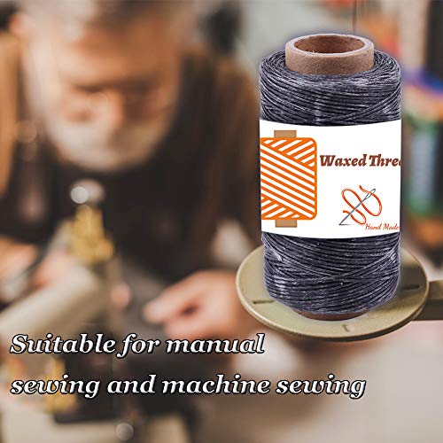 Qmnnma Waxed Thread 284 Yards, 150D Waxed Thread for Leather-Dark Gray - color: Dark gray