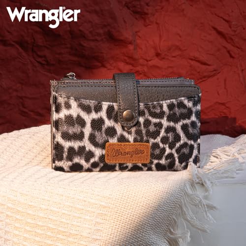 Wrangler Wallet for Women Bifold Card Holder with Zipper and ID Window - color: Light Grey