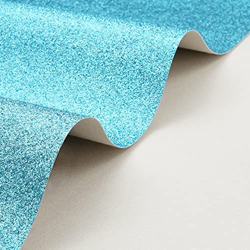 Teal 11.8X 53 Inch (30 x 135 cm) Sparkly Superfine Glitter Leather Rolls Shiny Faux Fabric Canvas Perfect for Craft DIY Handmade Projects Patchwork Bow Earring Craft Key Chain - color: Light Blue