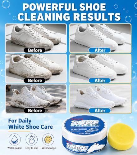 Multi-Purpose Cleaner Cream100g for Sneaker, Leather Shoes/Bags/Sofa/Headset and More PU, Rubber & Faux Leather Surface - Stain Remover & Polish Kit