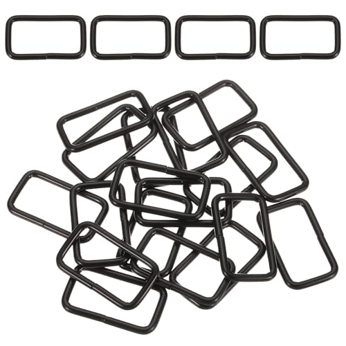 18Pcs Metal Rectangle Ring Buckles, 4/5" x 1 1/2" Square Strap Webbing Belt Rings for Camping Dog Luggage Belt Craft DIY Accessories, Black