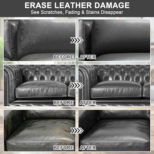 STARTSO WORLD Leather Recoloring Balm, Dark Gray Leather Repair Kit for Furniture, Leather Dye, Leather Color Restorer for Couches, Leather Couch Paint | Repair, Restore & Renew Old, Faded Leather - color: Dark Gray, size: Leather Recoloring Balm