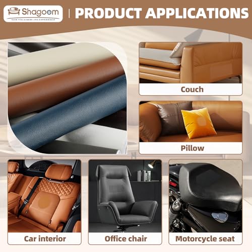 Shagoom Leather Repair Kits, Large Vinyl Repair Patch for Couches Furniture | PU Leather, Self-adhesive, Quick Repair, Strong Stick, Large Size, Couch Repair Patch, Furniture Repair Tape - color: Coffee, size: 17X79 inch