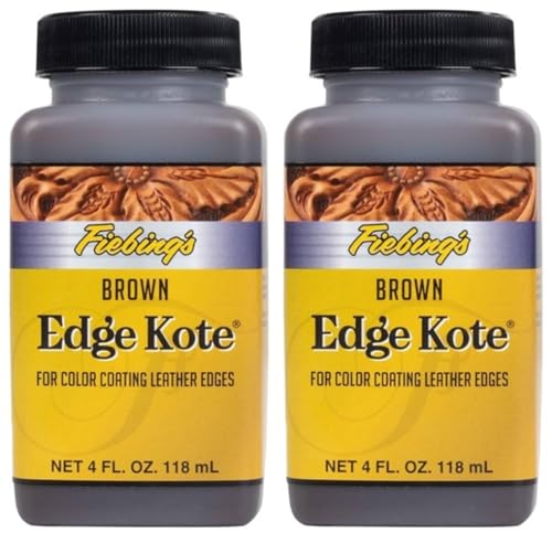 Fiebing's Edge Kote 2-Pack (4oz, Brown) - Leather Edge Paint for Shoes, Furniture, Purses, Couches, Belts - Flexible, Water Resistant, Semi Gloss Color Coating Leather Dye to Protect Natural Edges