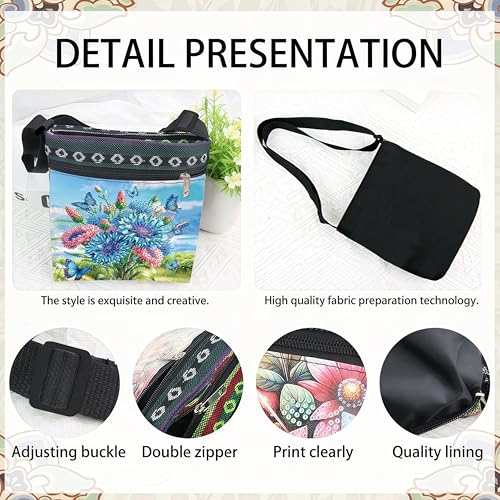 DDGYP DIY Diamond Art Crossbody Bag for Women,Butterfly & Flower Pattern | 5D Diamond Art Painting Shoulder Purse with Adjustable Strap, PU Leather Art Bag, Small Diamond Art Kits for Adults - color: Butterfly Flower 6