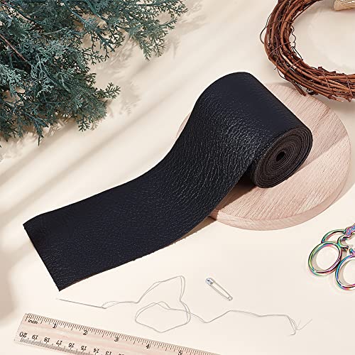 PH PandaHall 3 Inch Leather Blank Belt 2.1 YardsImitation Leather Cord Black Leather Belt Strip Grain Leather Strap Flat Leather Belt Blank for DIY Arts Craft Projects Clothing Jewelry Wrapping, Black