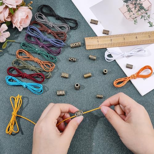 CRASPIRE 13 Colors 14.3Yd Elastic Bands for TN Traveler Notebook Polyester Stretch Rubber Cords Replacement with 26 Decorative Toggles DIY Repair Kit Insert Refill for Leather Journal Bookmark Making