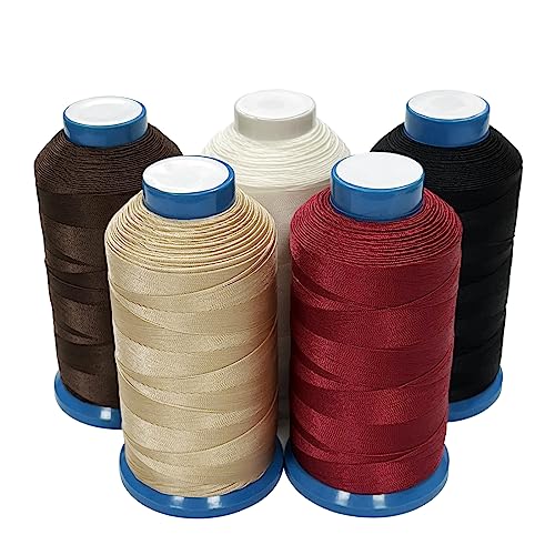 Haobase Bonded Nylon Sewing Thread 1500 Yard T70#69 for Leather, Bag, Shoes, Canvas, Upholstery with Sewing Needles Kit (Beige) - color: Beige