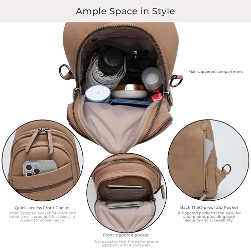 Alldaily Large Sling Bag for Women Crossbody Purse Leather Fashionable Trendy Chest Bag for Travel, Fanny Pack (Beige) - color: Beige