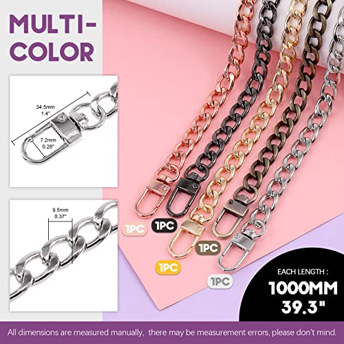 Swpeet 4Pcs Chain Strap Length Bright Black for Shoulder Cross Body Sling Purse Handbag - color: Mixed Color, size: 15.7 Inch