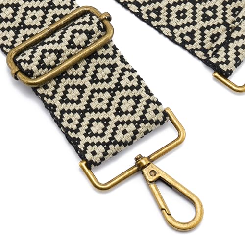 ZOOEASS Bronze Buckles Purse Strap, 2" Wide Crossbody Handbag Strap Adjustable Replacement Shoulder Strap Vintage Embroidery - color: 5cm-color2