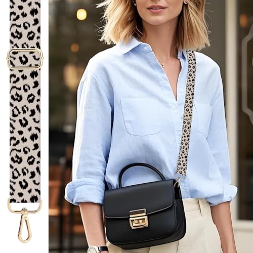 Purse Strap Replacement Crossbody 1.5" Wide Bag Strap, Adjustable Shoulder Straps for Women Handbags - color: Luxury Grey Leopard