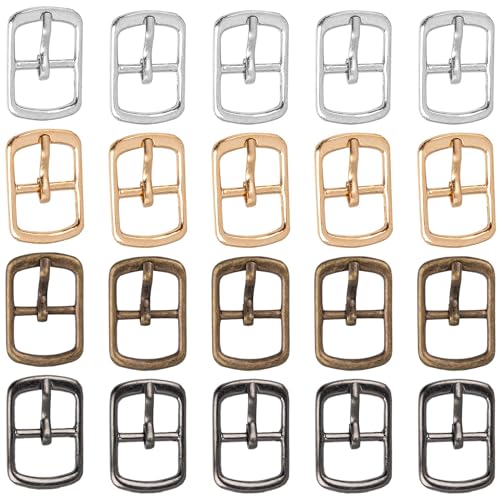 Framendino, 20 Pack Metal Single Prong Pin Shoes Buckles Roller Buckle Hardware Pin Buckle for Shoes Bag Leather Belt - color: 4 Colors