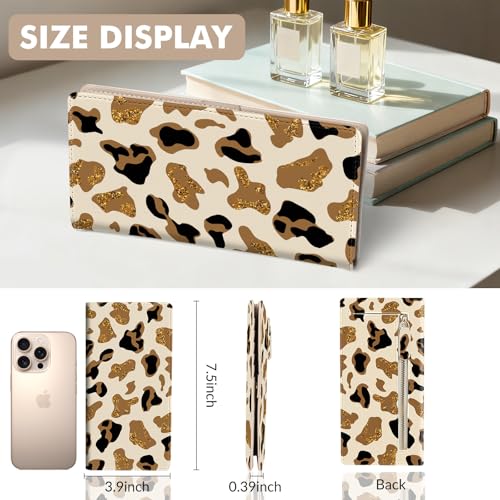 Anikathy Womens Wallet, Rfid Wallets for Women,Slim Thin Credit Card Holder Organizer Purse,PU Leather Cute Long Bifold Clutch Cash Wallet with Zipper Coin Pocket,Ladies Gift,Brown leopard print - color: Brown leopard print
